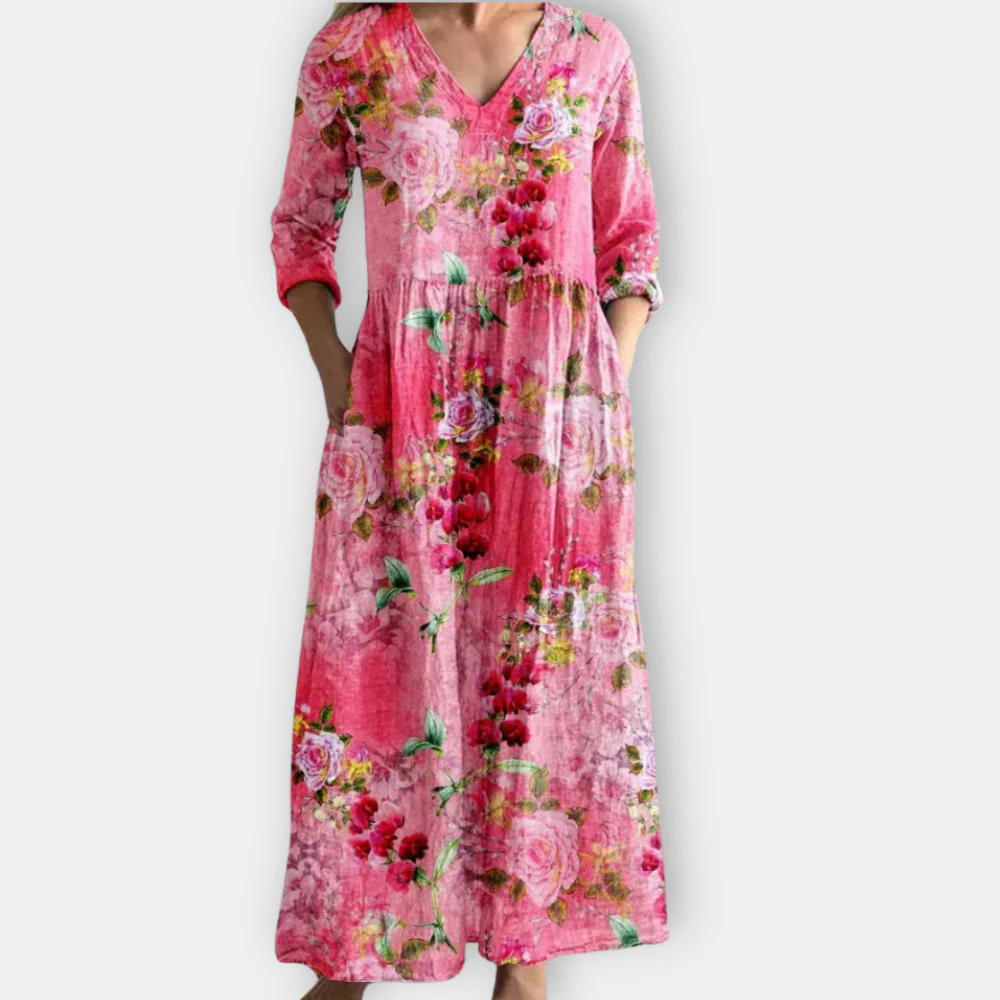 Women’s Dress | Maxi Floral with V-Neck