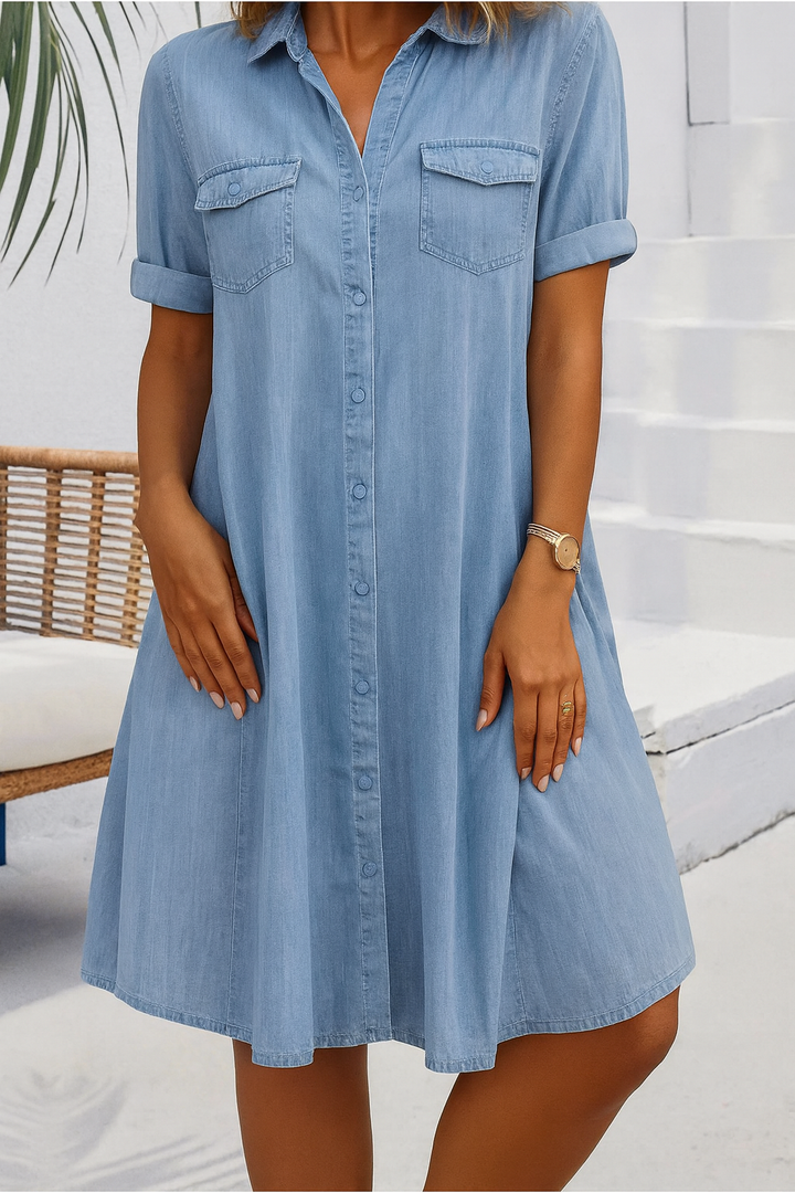 Women's Dress | Collared Button Front Pockets