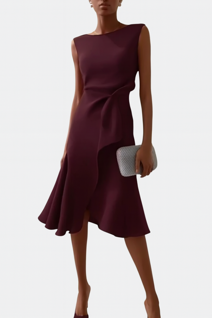 Women's Dress | Ruffle Hem Wrap Detail Midi