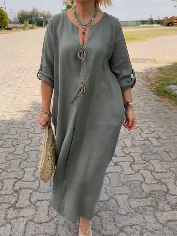 Women's Long Sleeve Dress | Scoop Neck Midi