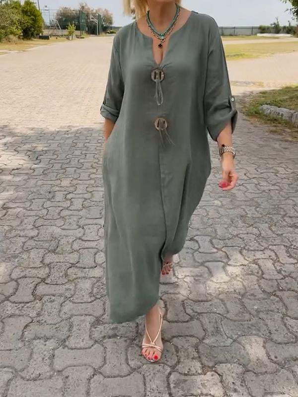 Women's Long Sleeve Dress | Scoop Neck Midi