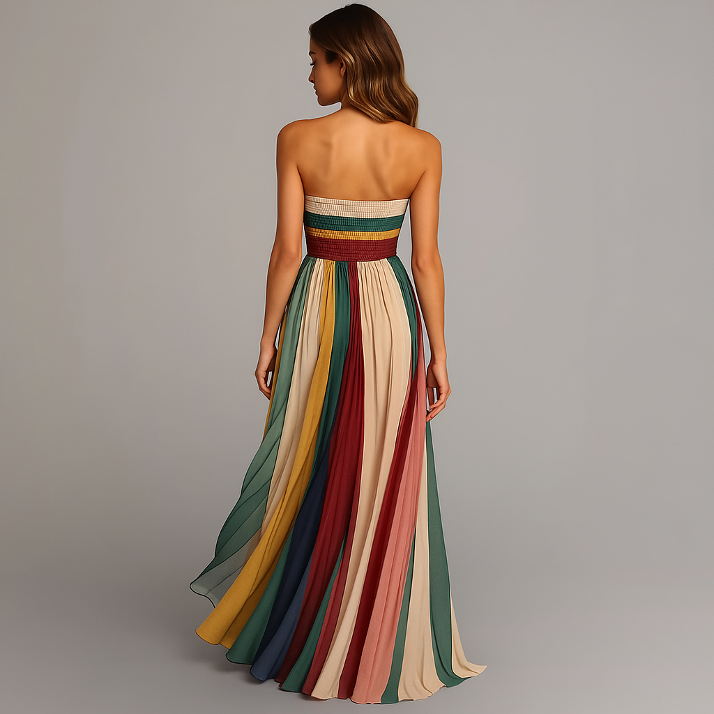 Women's Dress | Pleated Maxi Strapless Design