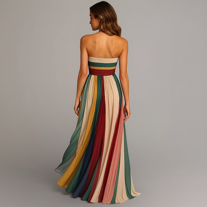 Women's Dress | Pleated Maxi Strapless Design
