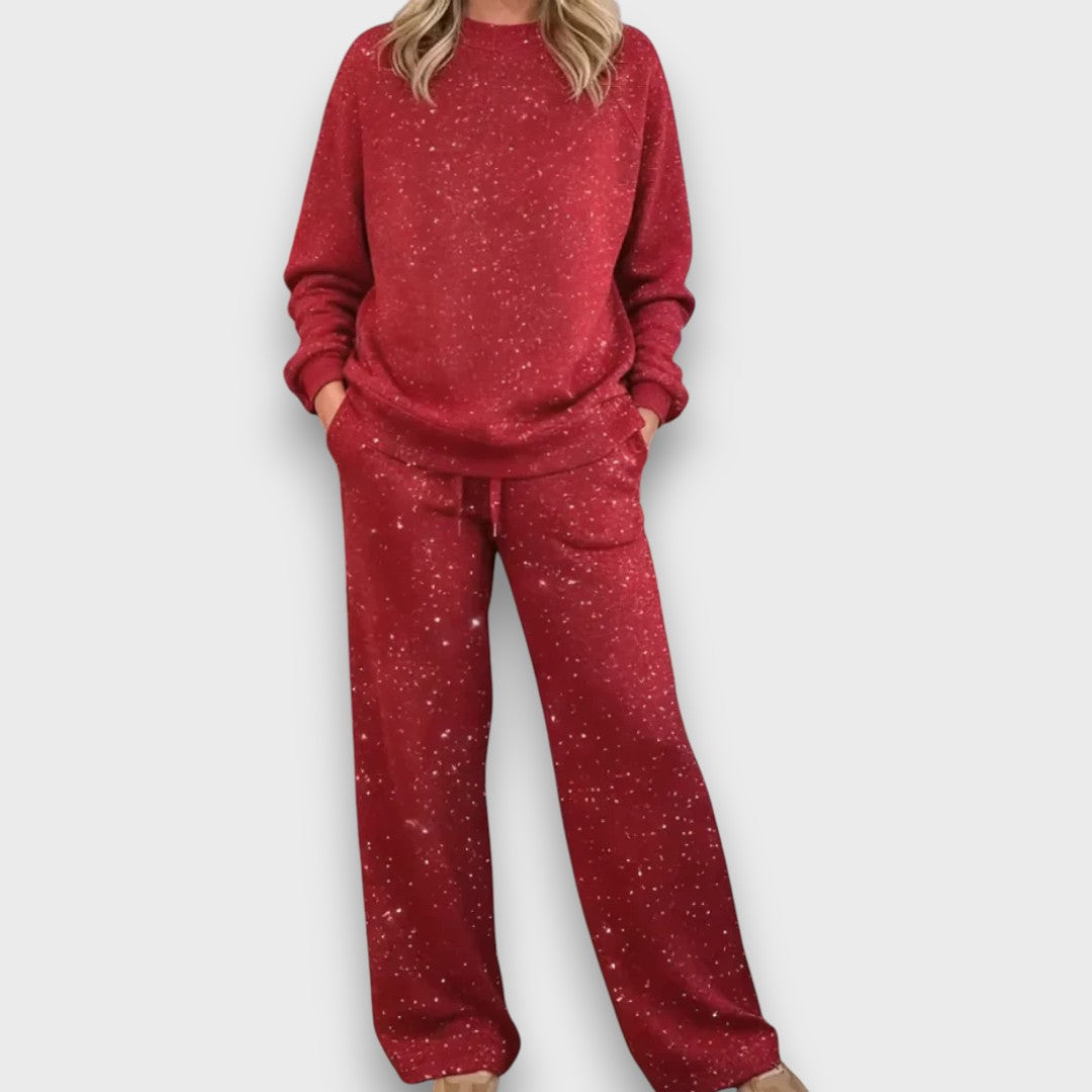 Women's Two-Piece Lounge Set | Adjustable Drawstring Pants Detail