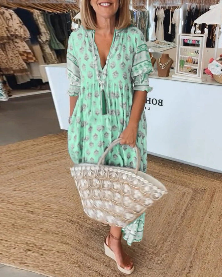 Women's Boho Dress | Tiered Maxi Ruffle Sleeve