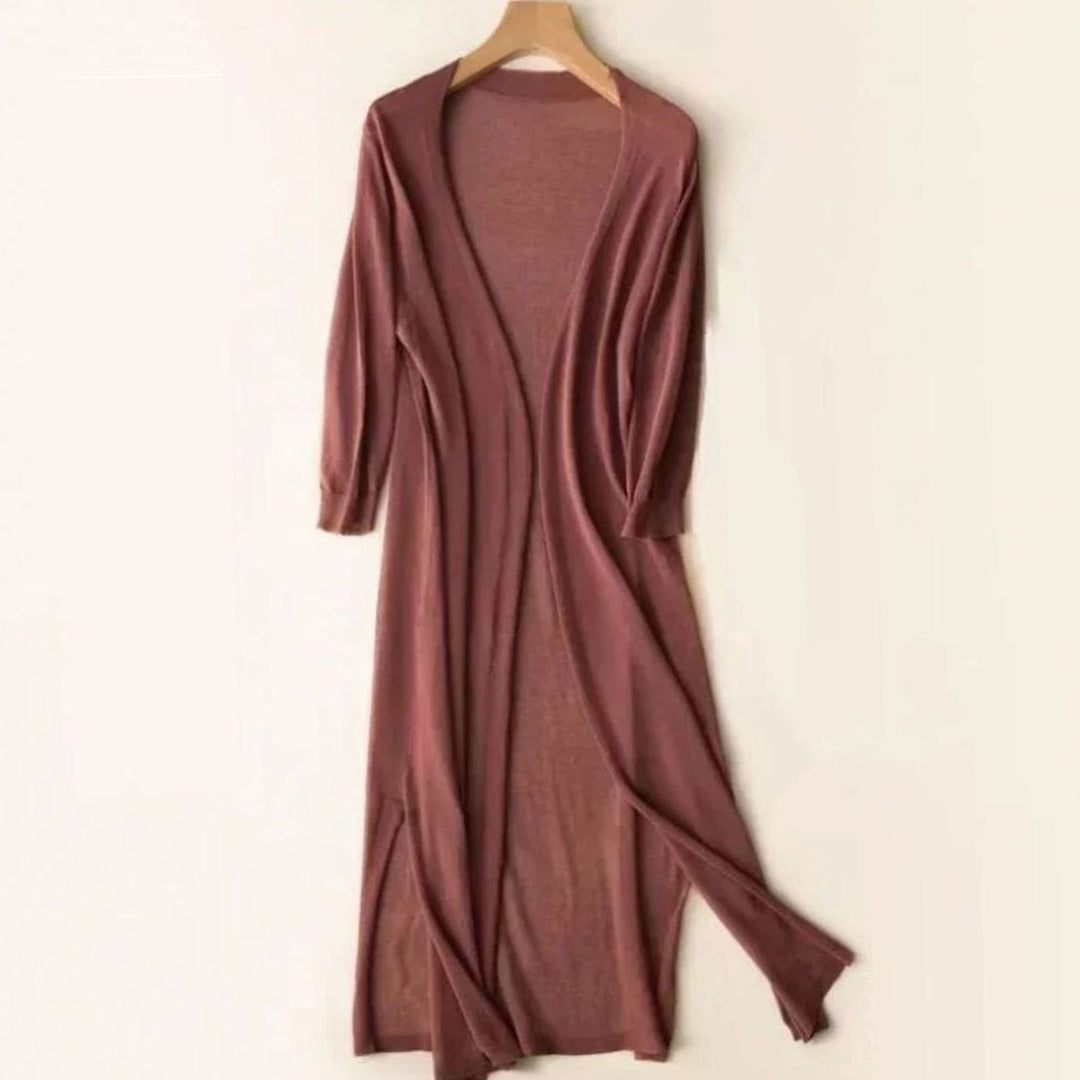 Iris | Women's Relaxed Open-Front Lightweight Knit Long Cardigan
