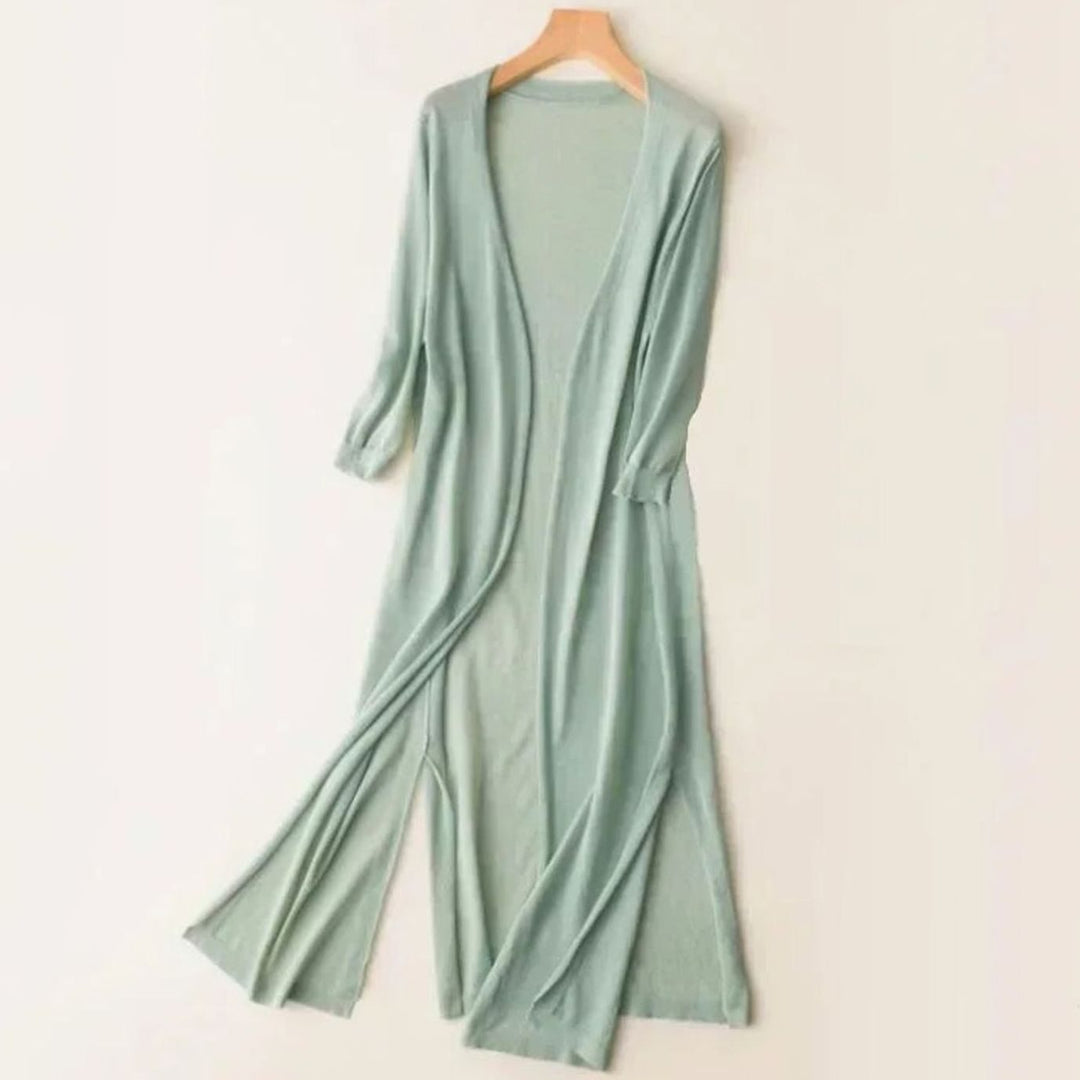 Iris | Women's Relaxed Open-Front Lightweight Knit Long Cardigan