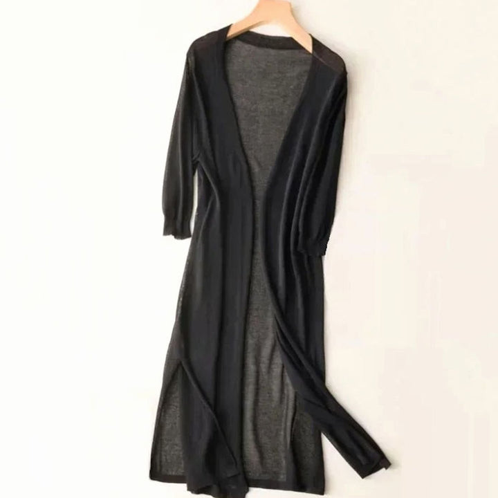 Iris | Women's Relaxed Open-Front Lightweight Knit Long Cardigan