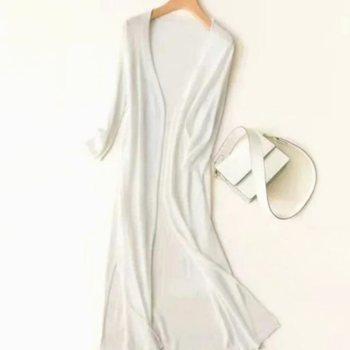 Iris | Women's Relaxed Open-Front Lightweight Knit Long Cardigan