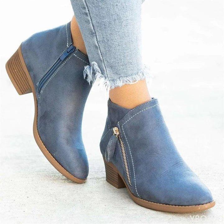 Boots For Women |  Ankle Block Heel Side Zip