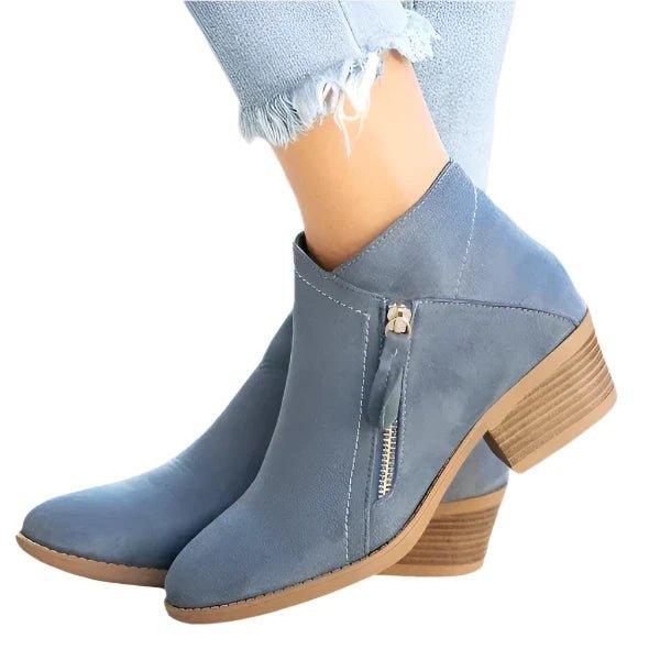 Boots For Women |  Ankle Block Heel Side Zip