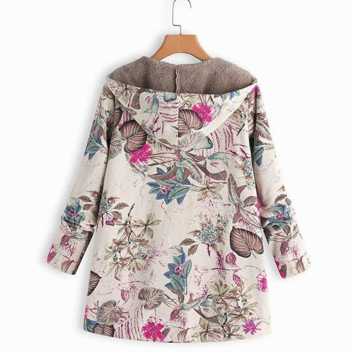 Jacqueline | Women's Fleece-Lined Hooded Floral Coat Long-Sleeve Zip-Up