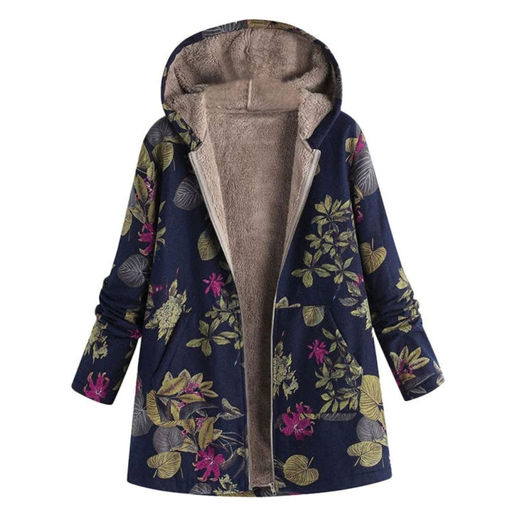Jacqueline | Women's Fleece-Lined Hooded Floral Coat Long-Sleeve Zip-Up