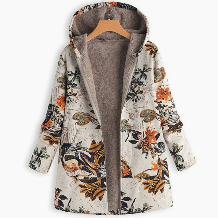 Jacqueline | Women's Fleece-Lined Hooded Floral Coat Long-Sleeve Zip-Up