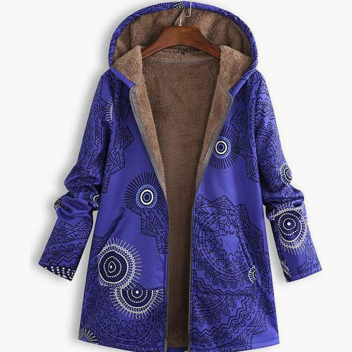 Jacqueline | Women's Fleece-Lined Hooded Floral Coat Long-Sleeve Zip-Up