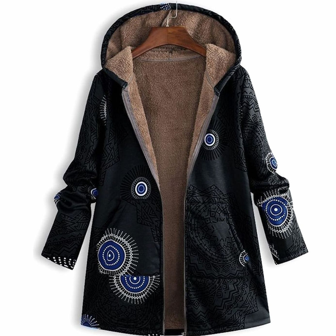 Jacqueline | Women's Fleece-Lined Hooded Floral Coat Long-Sleeve Zip-Up