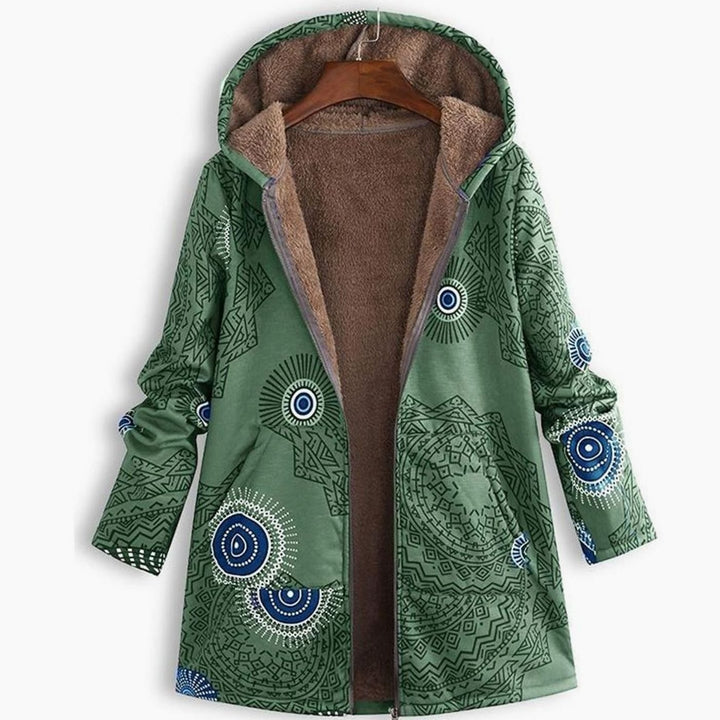 Jacqueline | Women's Fleece-Lined Hooded Floral Coat Long-Sleeve Zip-Up