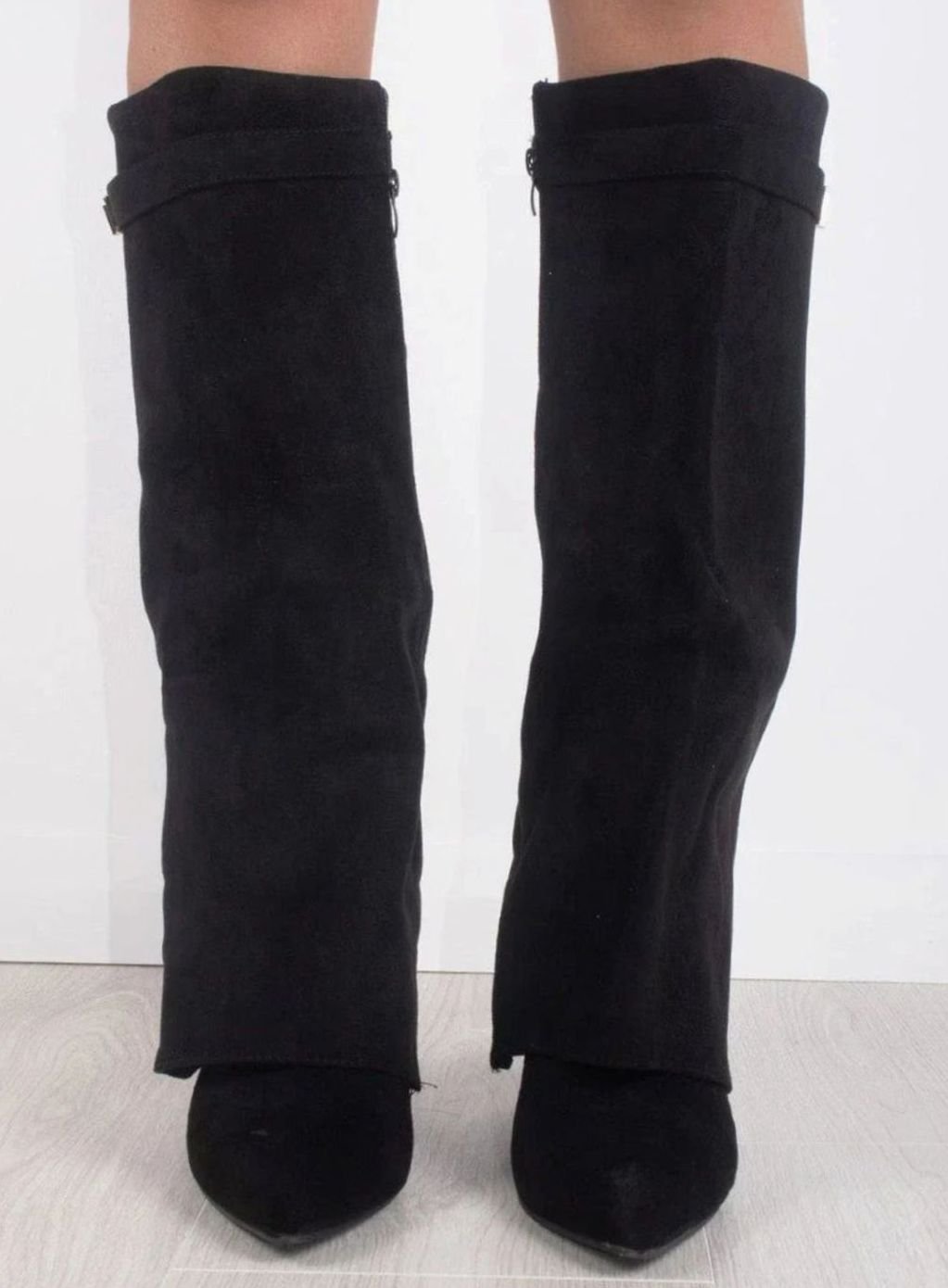 Jane | Women's Suede Knee-High Fold-Over Buckle Thigh-High Boots