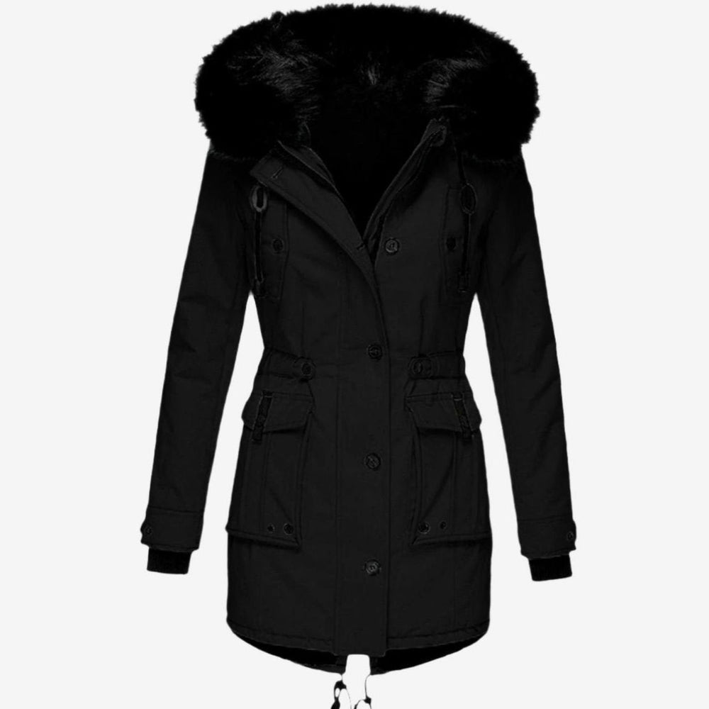Janet | Women's Fitted Faux Fur Hooded Parka Winter Coat