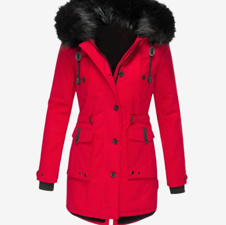 Janet | Women's Fitted Faux Fur Hooded Parka Winter Coat