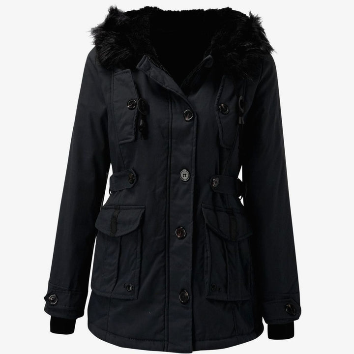 Janet | Women's Fitted Faux Fur Hooded Parka Winter Coat