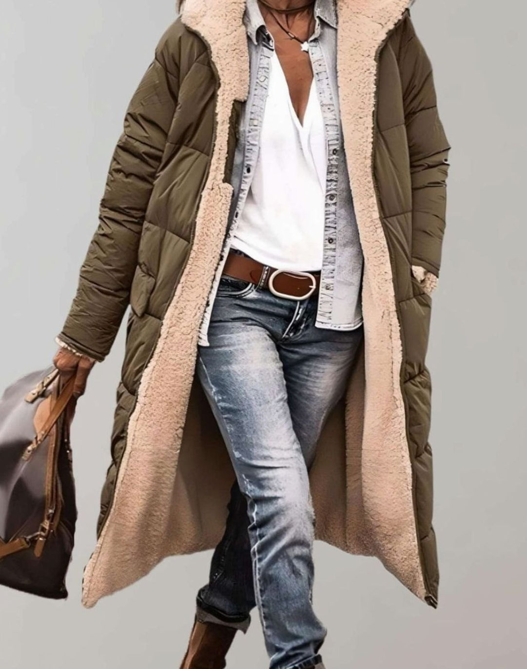 Jenna | Women's Fleece-Lined Long Quilted Coat Hooded Puffer Jacket