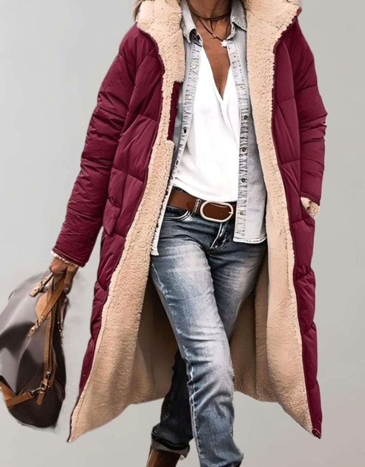 Jenna | Women's Fleece-Lined Long Quilted Coat Hooded Puffer Jacket