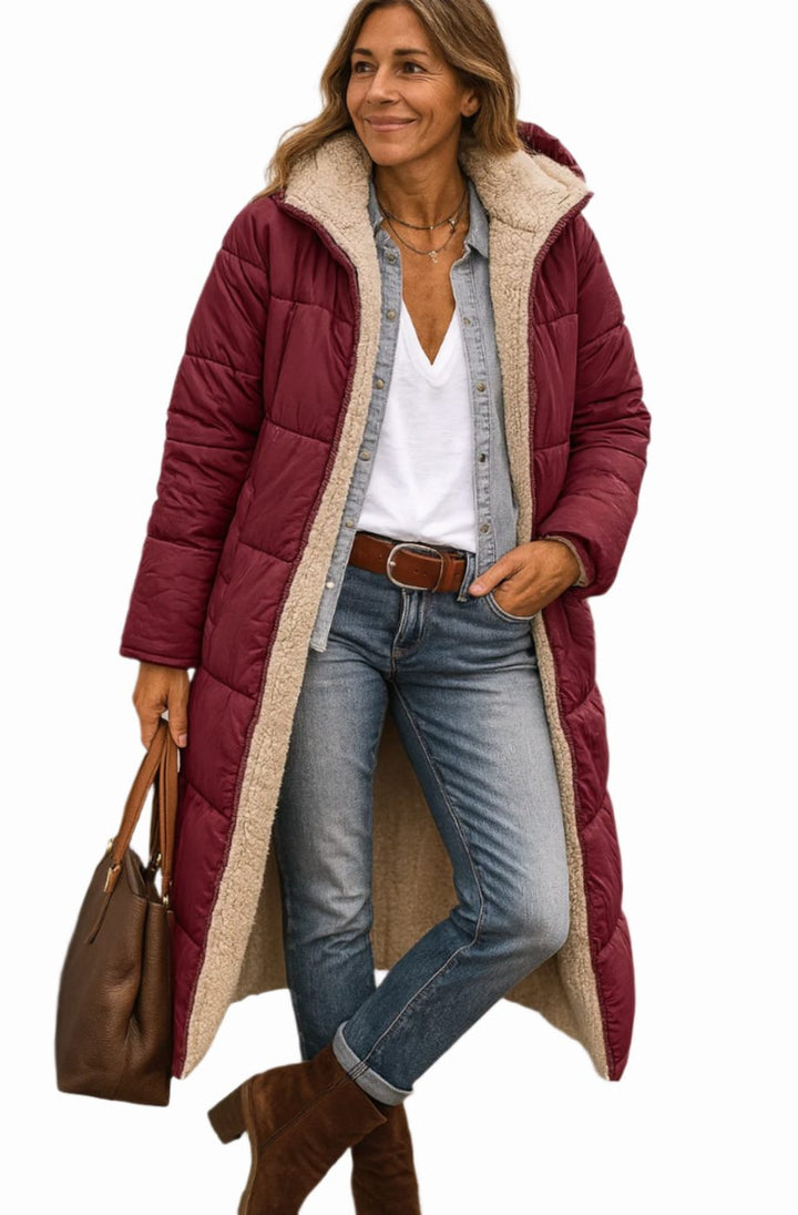Jillian | Women's Long Quilted Sherpa-Lined Hooded Winter Coat