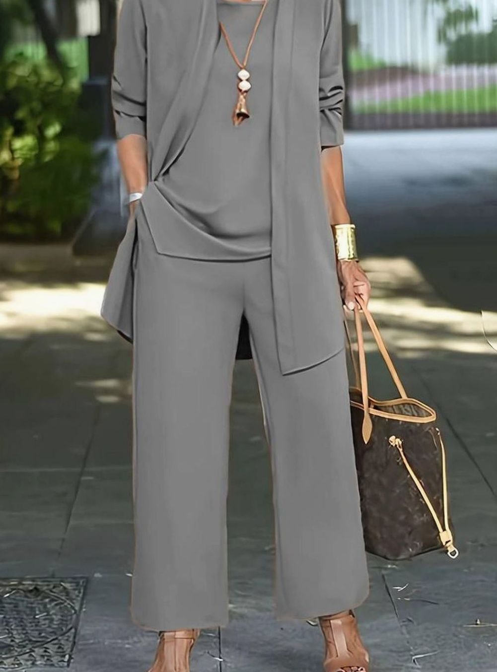 Joanna | Women's Three-Piece Relaxed Wide-Leg Outfit Set