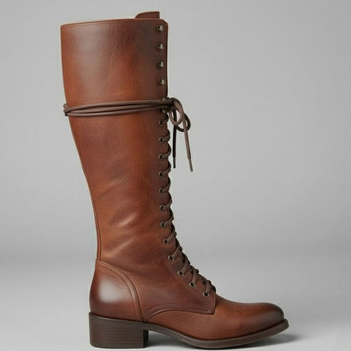 Jocelyn | Women's Lace-Up Block Heel Studded Knee-High Boots