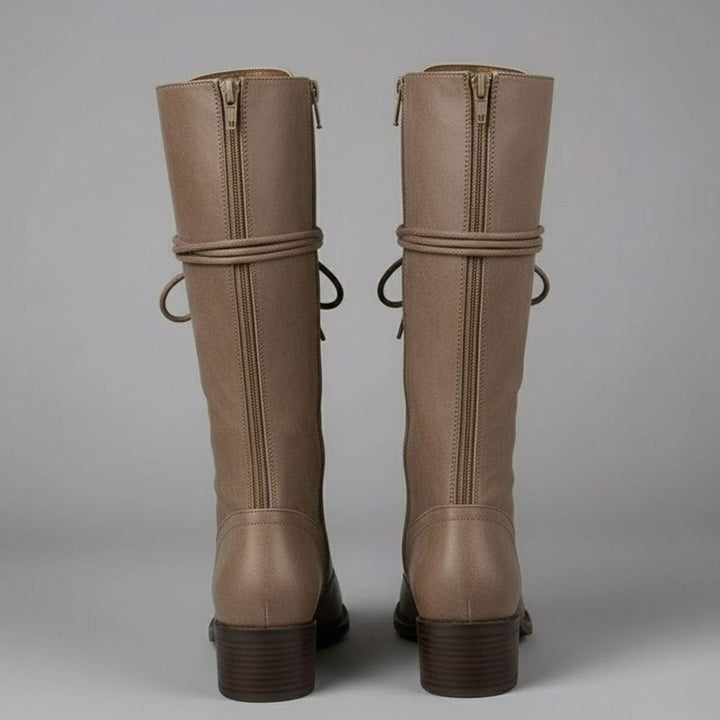 Jocelyn | Women's Lace-Up Block Heel Studded Knee-High Boots