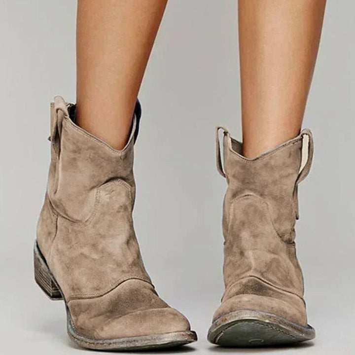 Josephine | Women's Vintage Western Suede Slip-On Ankle Boots