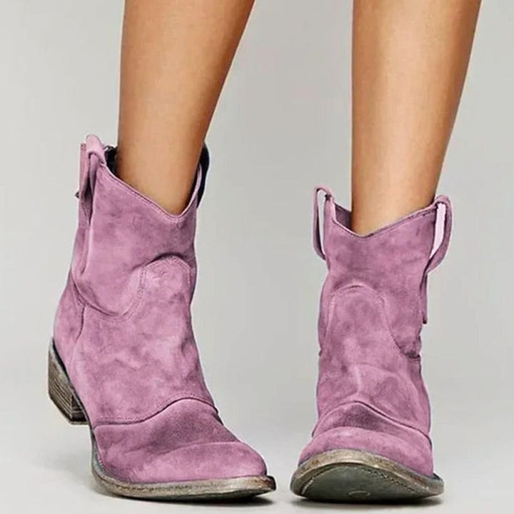 Josephine | Women's Vintage Western Suede Slip-On Ankle Boots