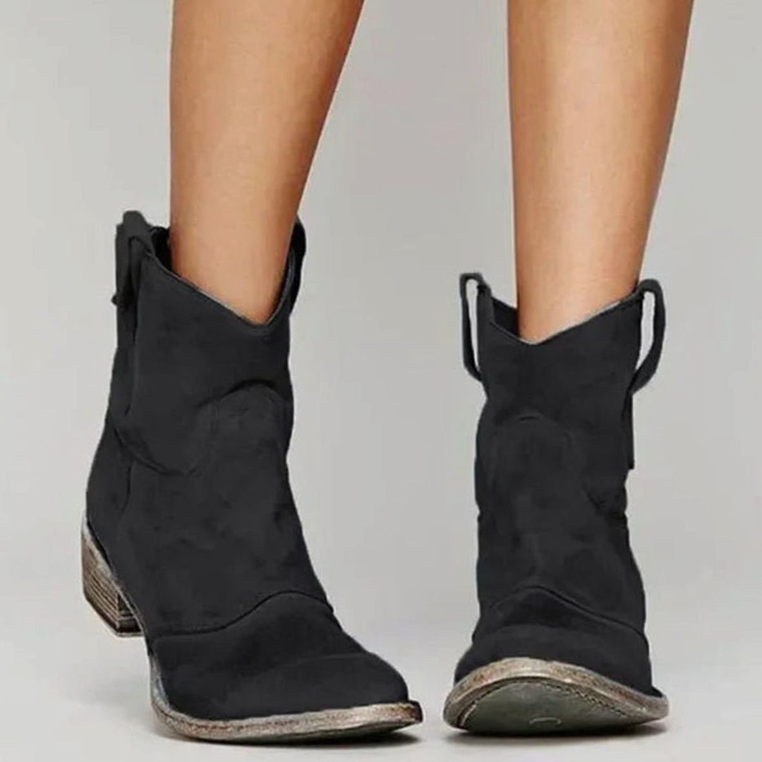 Josephine | Women's Vintage Western Suede Slip-On Ankle Boots