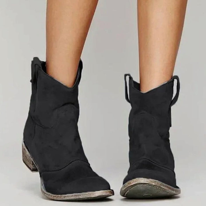 Josephine | Women's Vintage Western Suede Slip-On Ankle Boots
