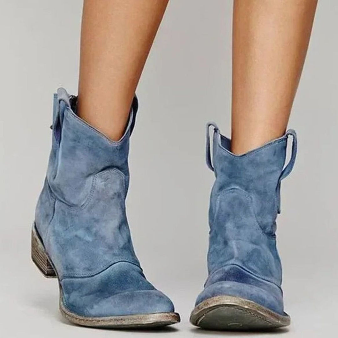 Josephine | Women's Vintage Western Suede Slip-On Ankle Boots