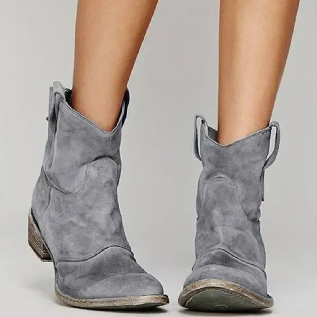 Josephine | Women's Vintage Western Suede Slip-On Ankle Boots