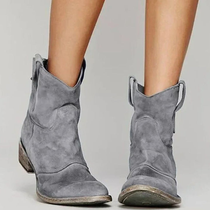 Josephine | Women's Vintage Western Suede Slip-On Ankle Boots