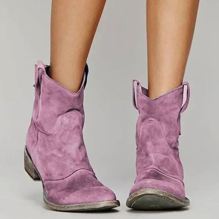 Josephine | Women's Vintage Western Suede Slip-On Ankle Boots