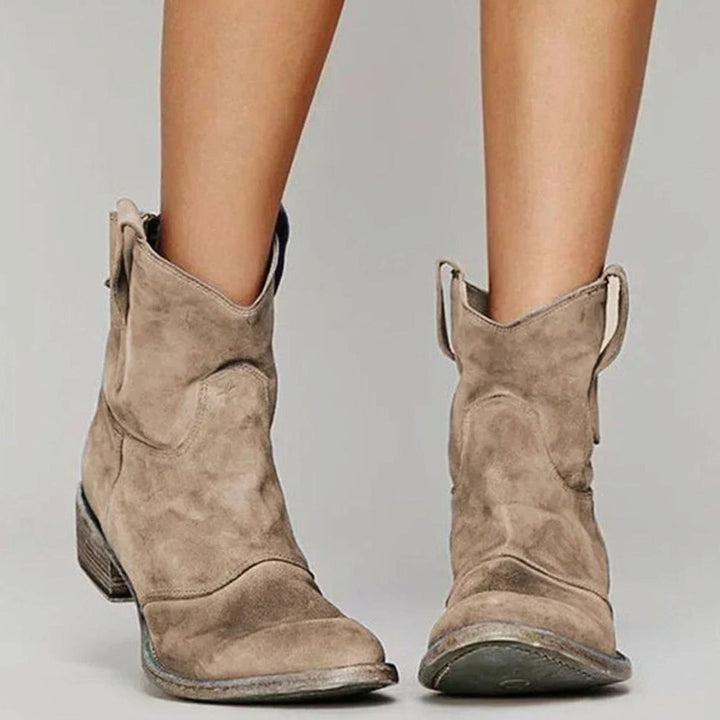 Josephine | Women's Vintage Western Suede Slip-On Ankle Boots