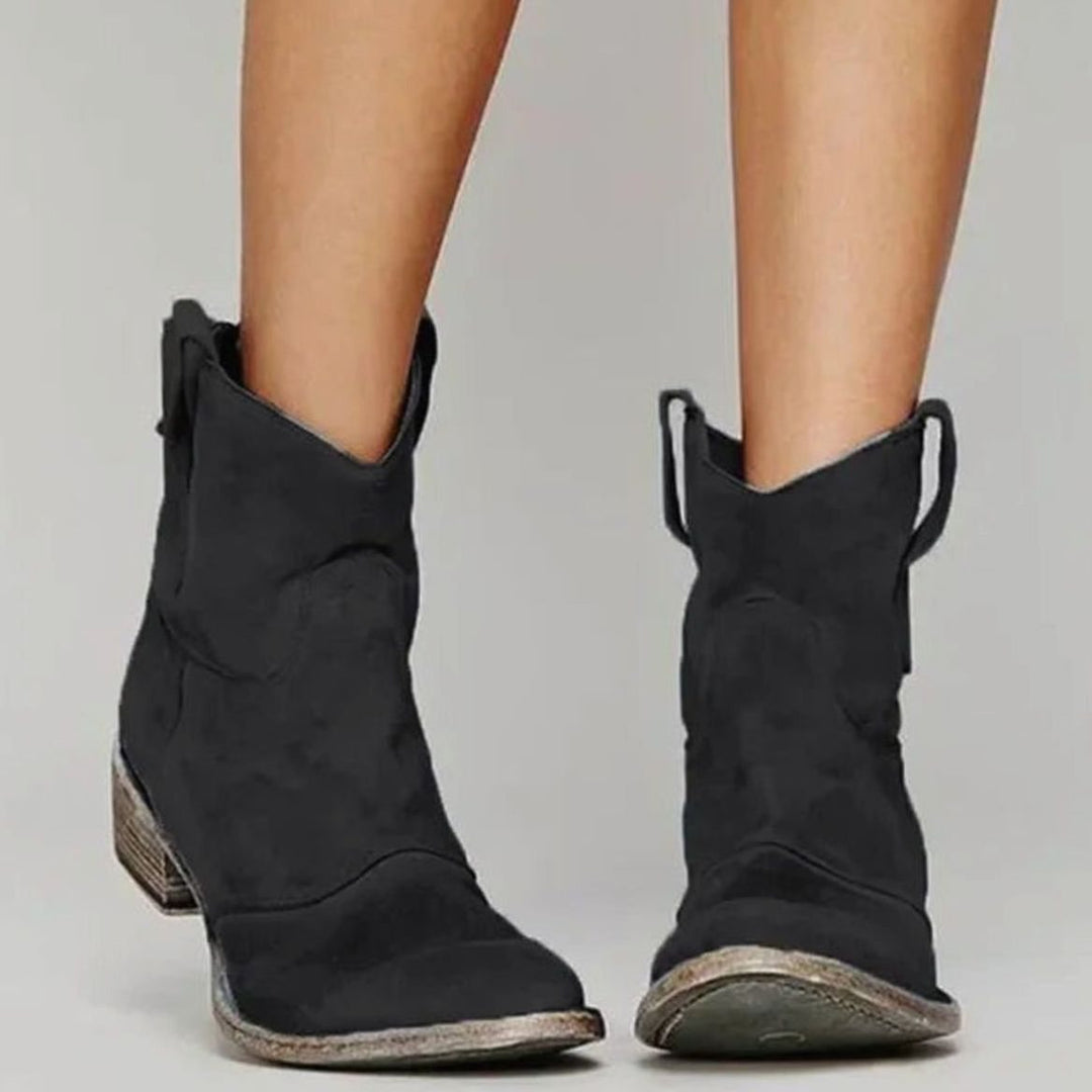Josephine | Women's Vintage Western Suede Slip-On Ankle Boots