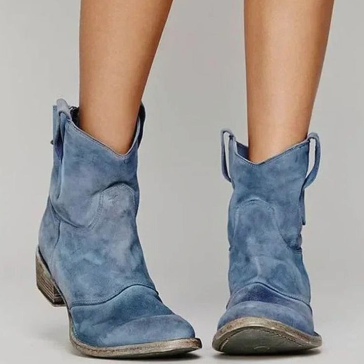 Josephine | Women's Vintage Western Suede Slip-On Ankle Boots