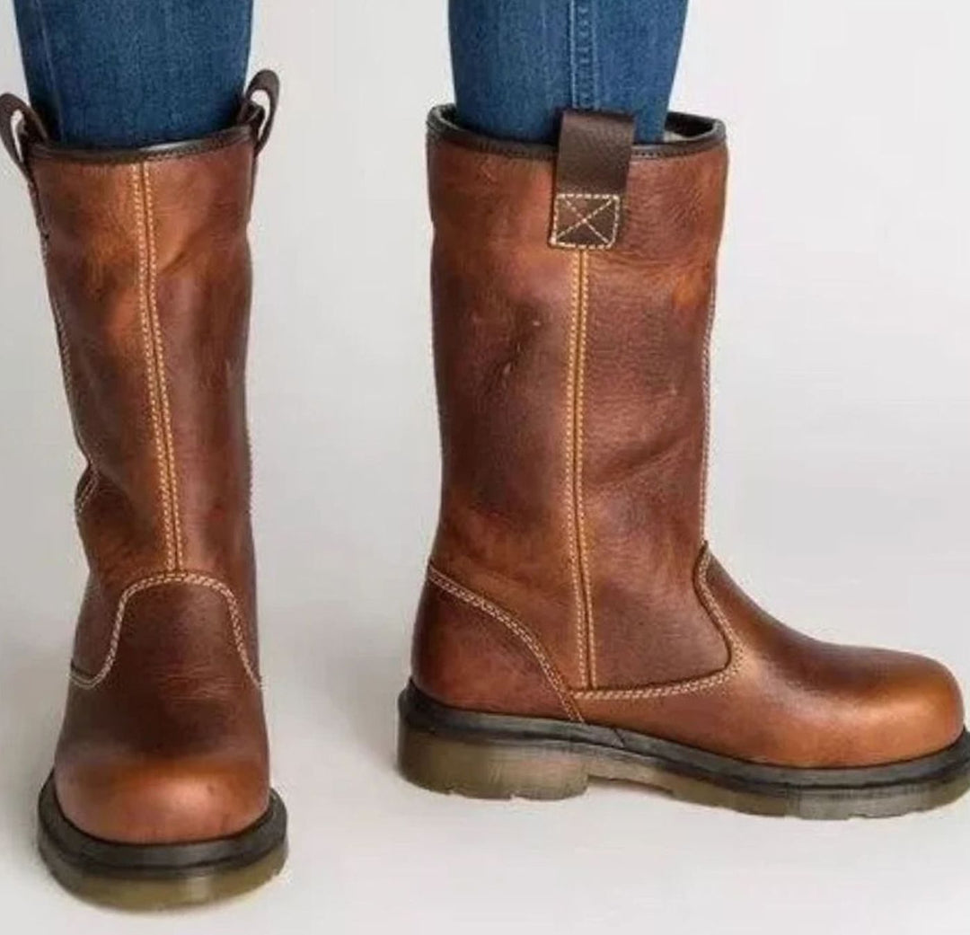 Joy | Women's Lined Round-Toe Pull-On Leather Boots