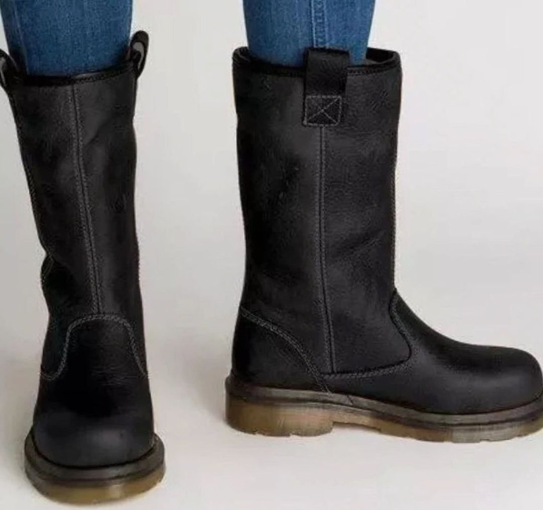 Joy | Women's Lined Round-Toe Pull-On Leather Boots
