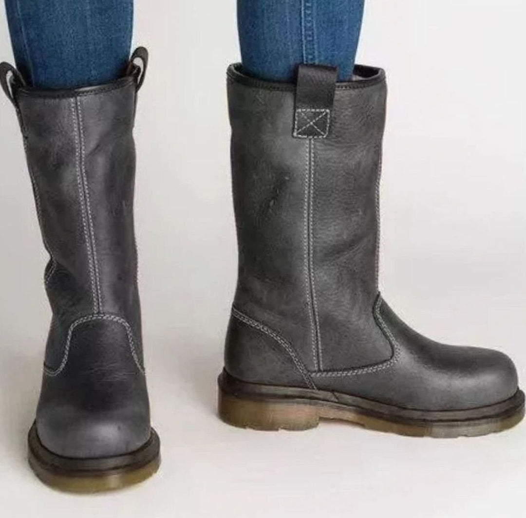 Joy | Women's Lined Round-Toe Pull-On Leather Boots