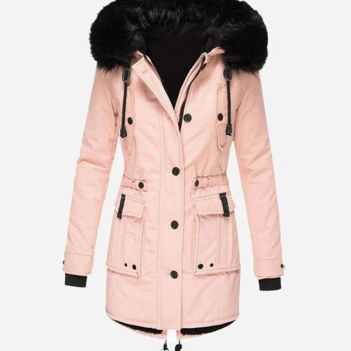 Karen | Women's Thick Faux Fur Hooded Drawstring Waist Parka Coat