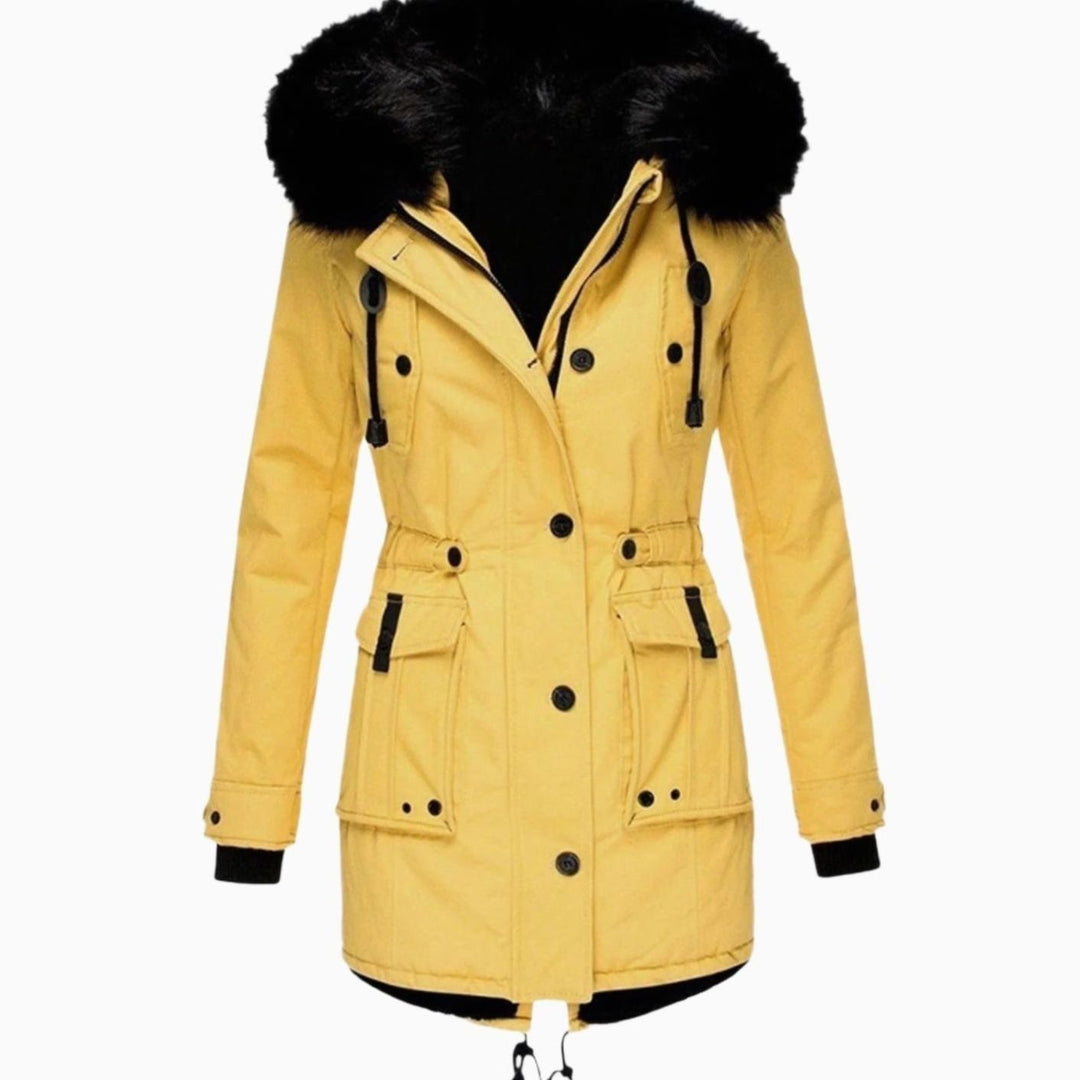 Karen | Women's Thick Faux Fur Hooded Drawstring Waist Parka Coat