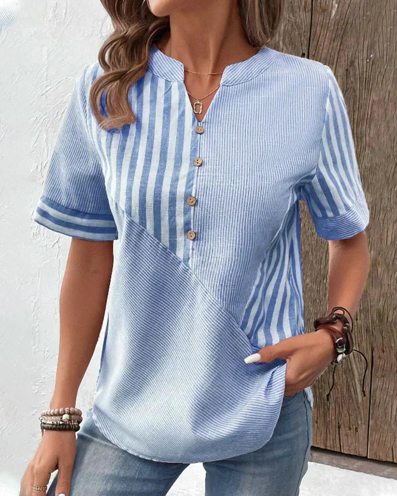Women’s Blouse | Stripe Patchwork Design