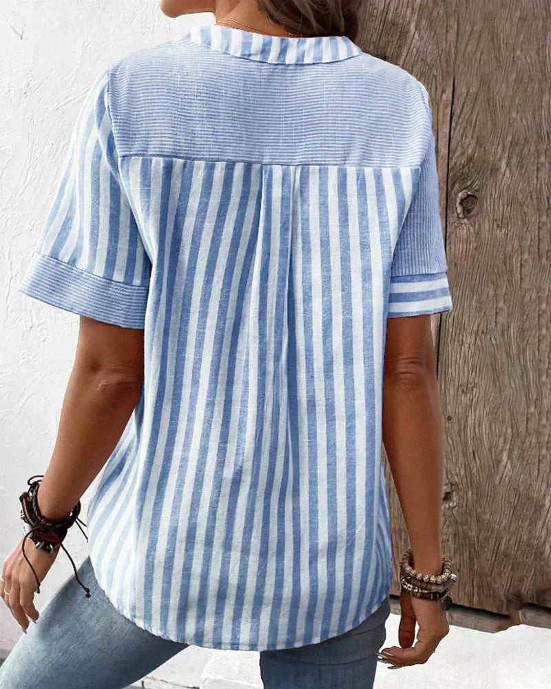 Women's Blouse | Stripe Pane Button Front