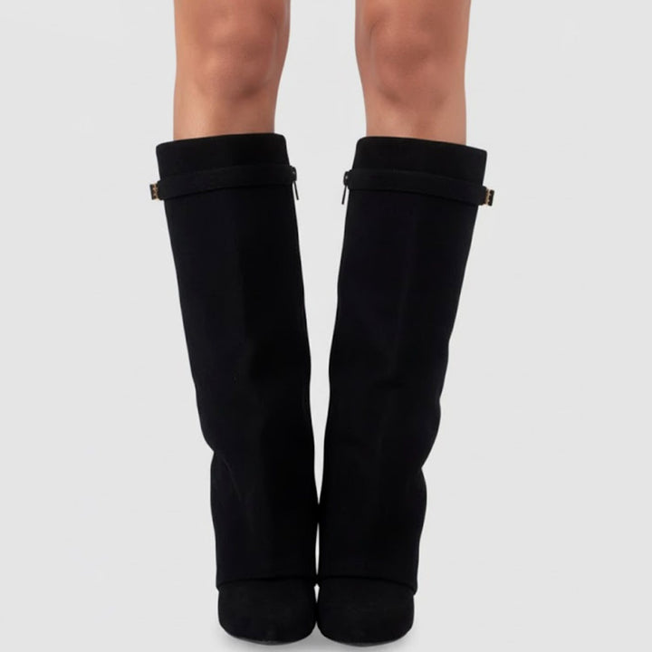 Lana | Women's Over-the-Knee Suede Boots with Buckle and Pointed Block Heel